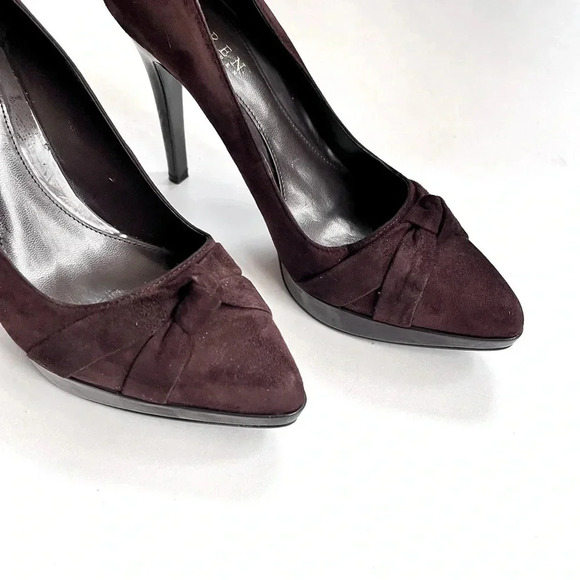 Lauren Ralph Lauren Chocolate Brown Suede Platform Pumps High Heels Size 7.5 - Picture 2 of 15